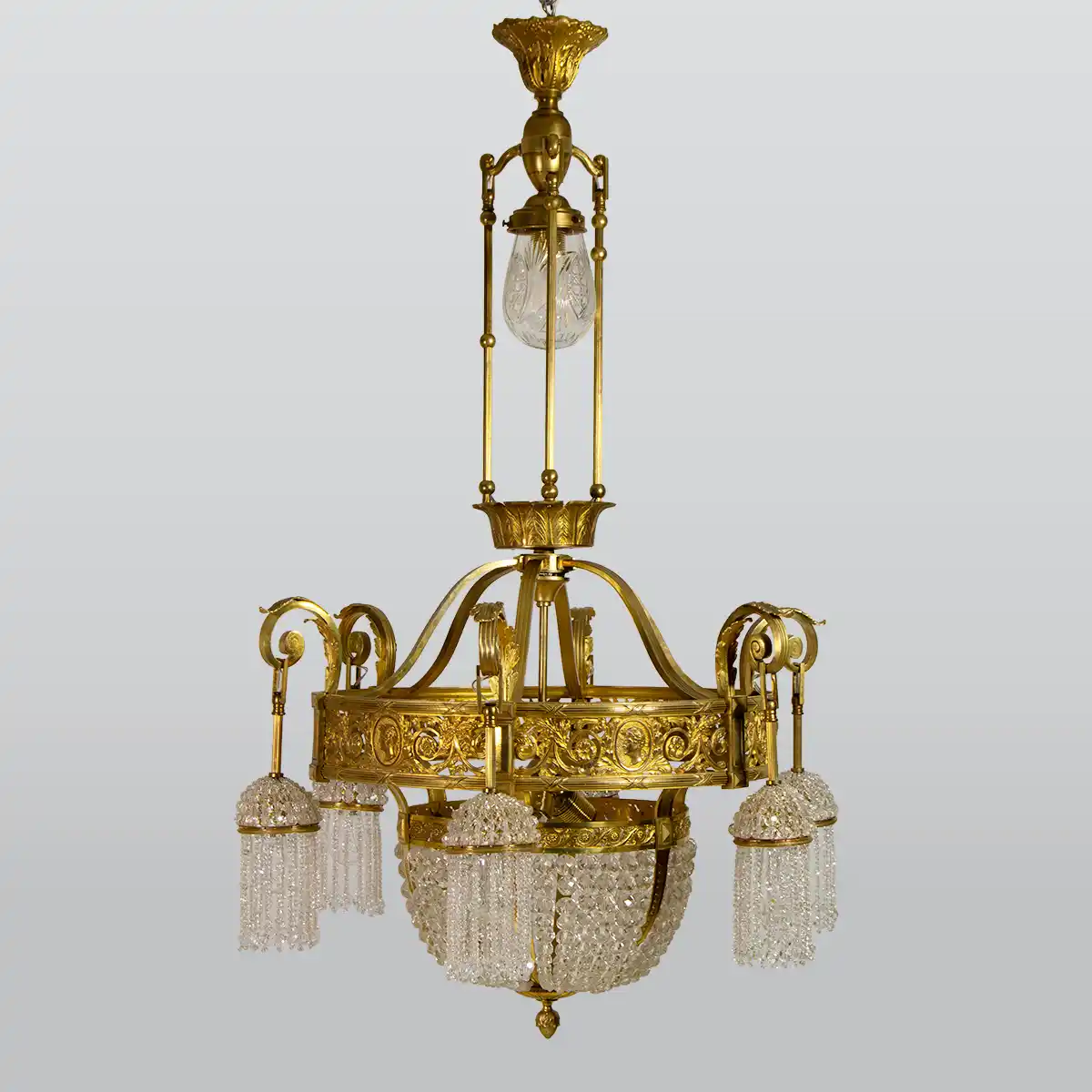 Empiretyylinen kattokruunu, pronssikehys, 1900-luvun alku